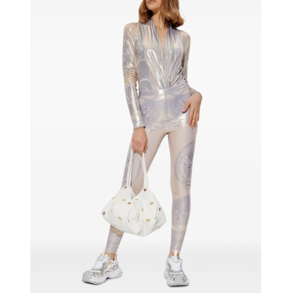 Versace La Coupe des Dieux High Waisted Leggings Metallic 42 IT 6 US NWT - Picture 3 of 17